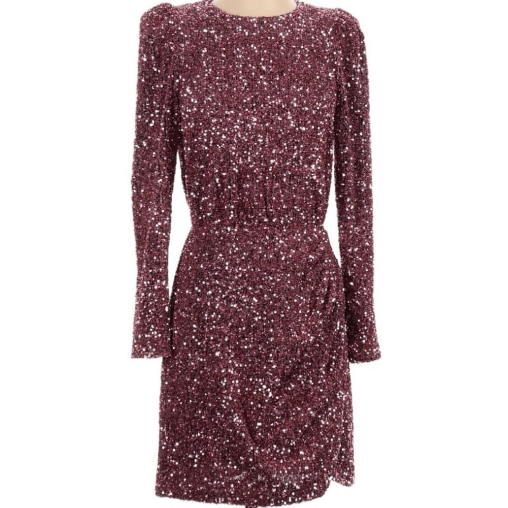& Other Stories Burgundy Sequin Dress